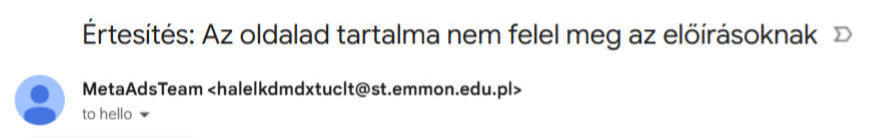 Email: Az oldalad tartalma nem felel meg az előírásoknak